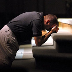 man repenting for sickness of the heart