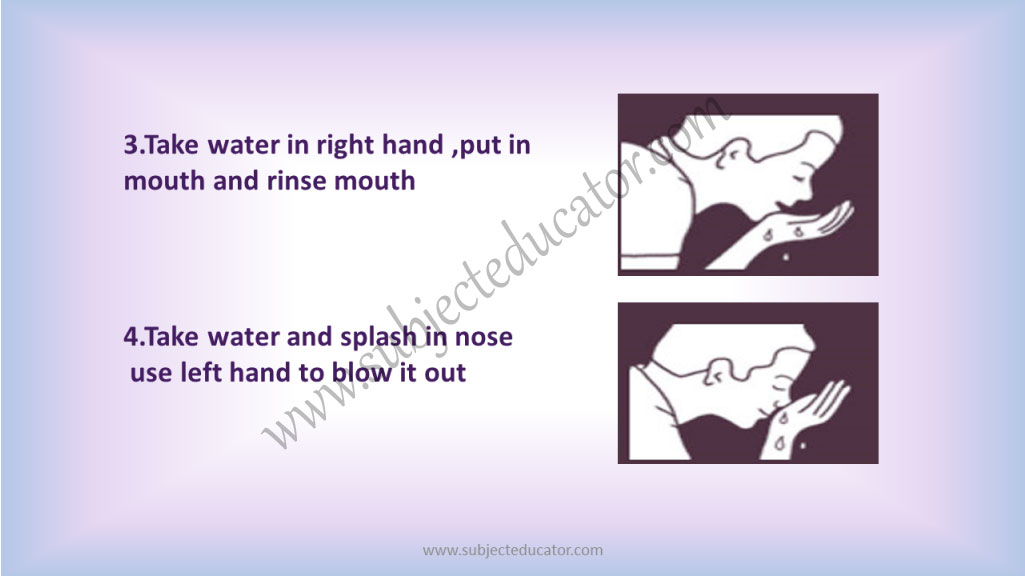 how to wash nose and mouth in ablution
